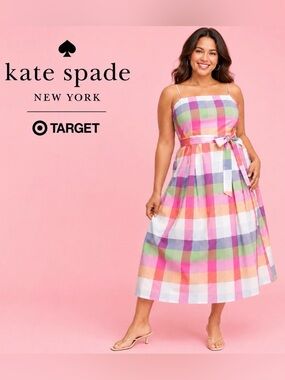 Kate Spade NY x Target Plaid Tie Waist Midi Dress XXL Pastel Cottagecore Summer